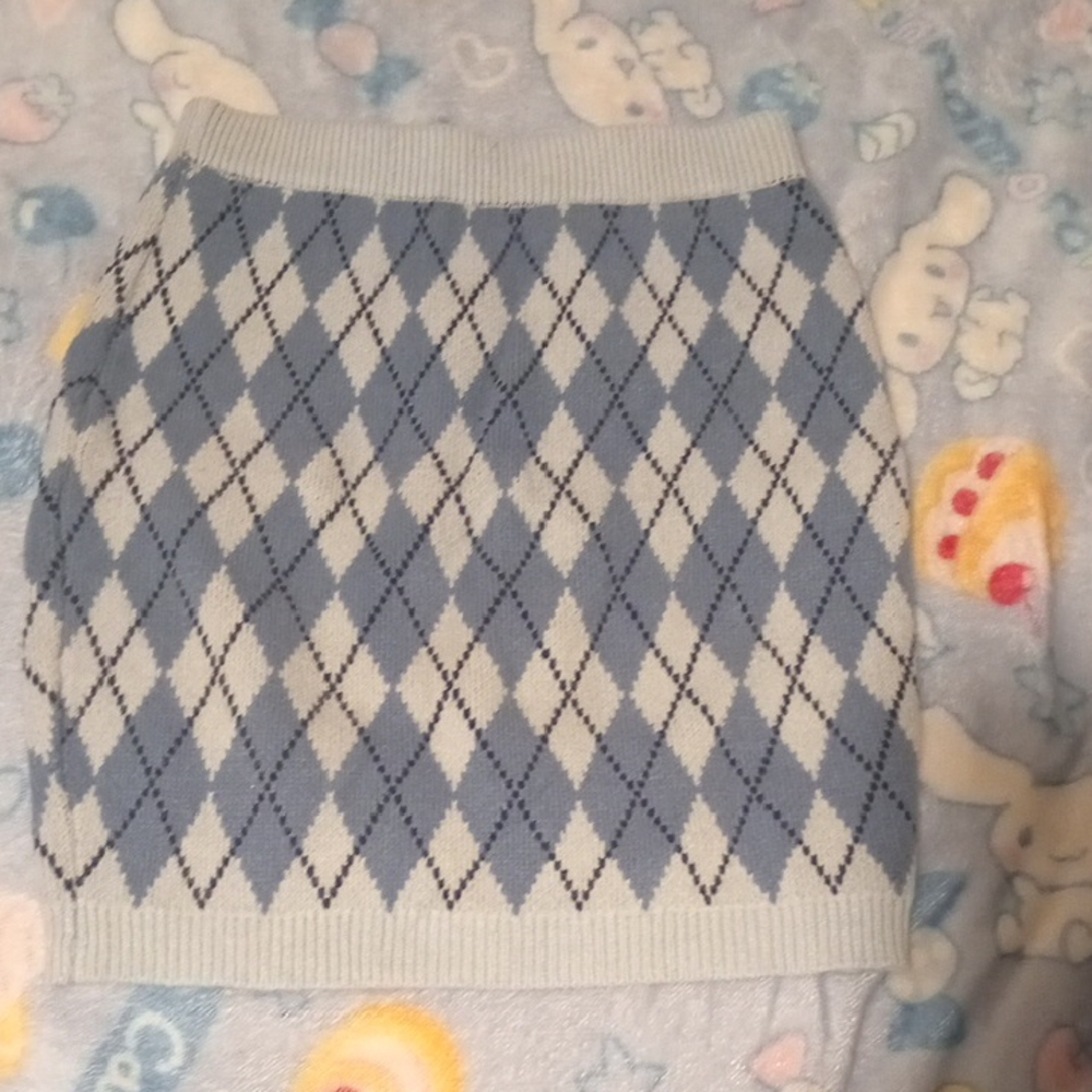 Blue Argyle Knit Skirt